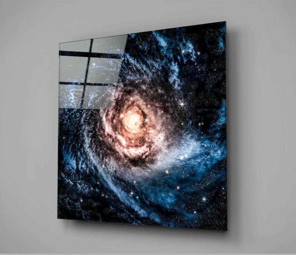 Space- Blue Infinity Glass Wall Art.