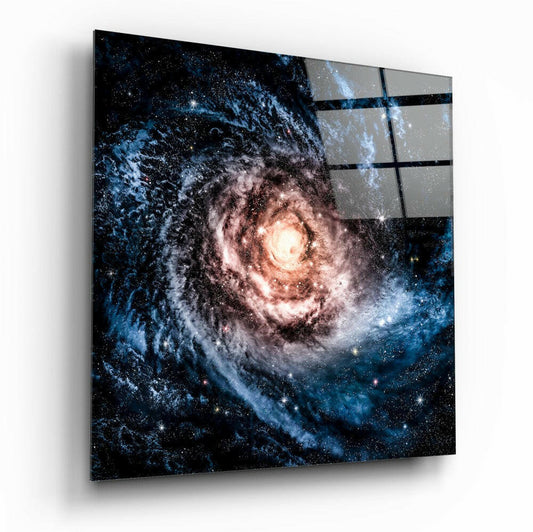 Space- Blue Infinity Glass Wall Art.