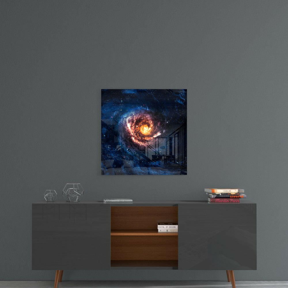 Space Red Infinity Glass Wall Art.