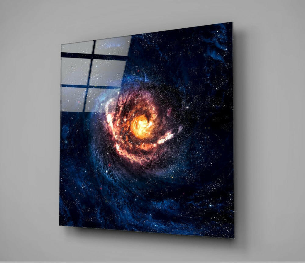 Space Red Infinity Glass Wall Art.