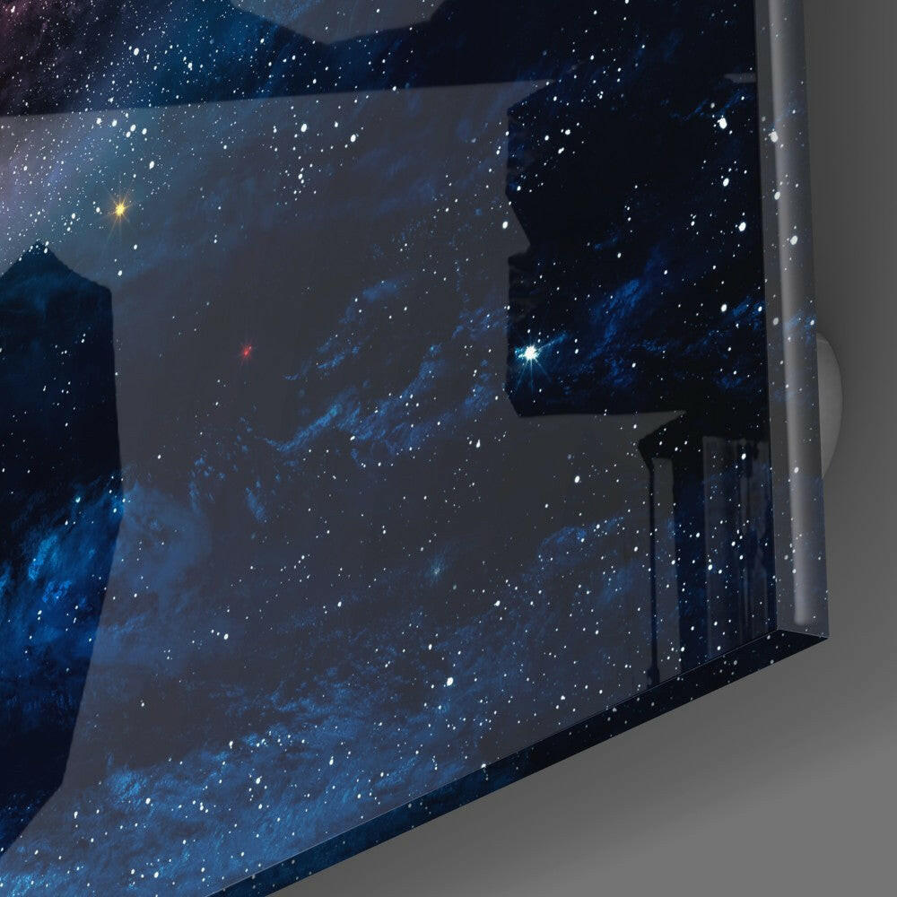 Space Red Infinity Glass Wall Art.