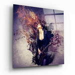 Woman and Guitar Glass Wall Art.