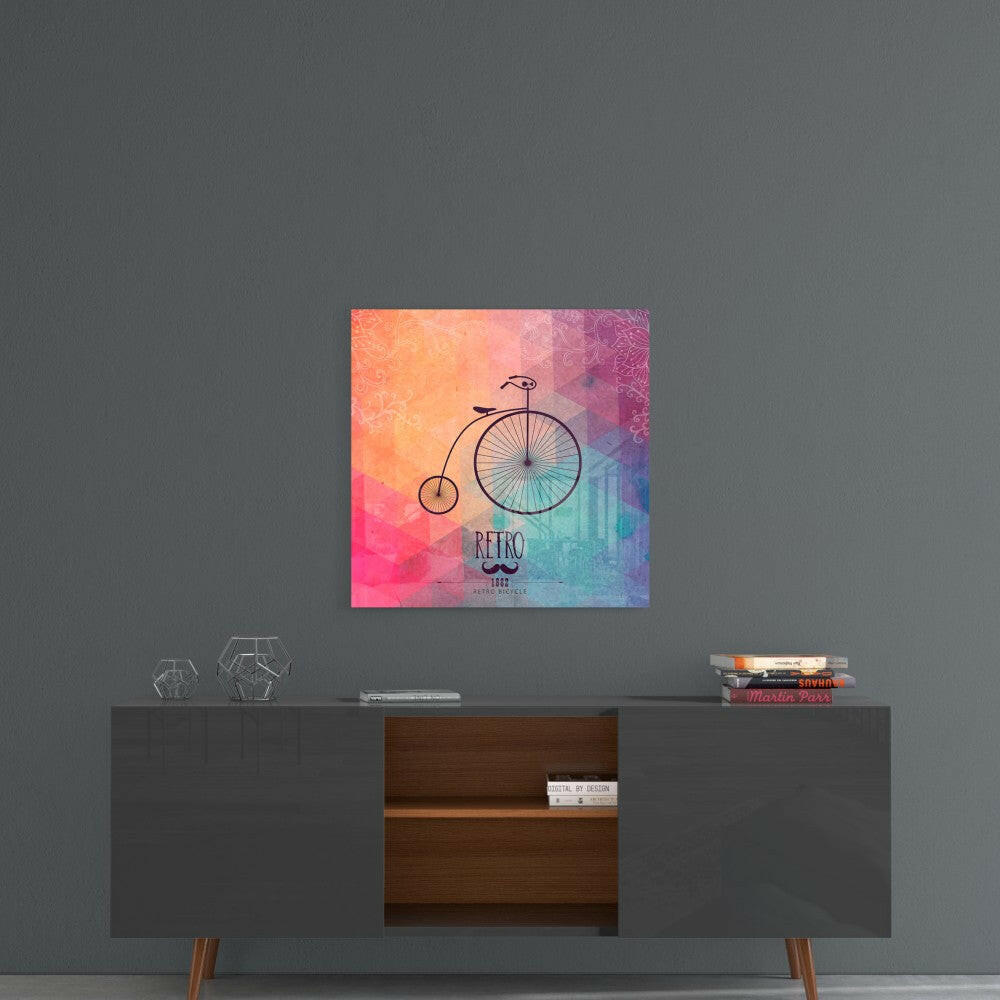 Retro Bicycle Glass Wall Art.