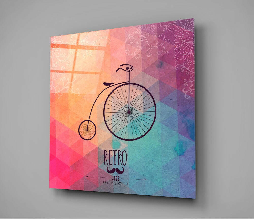 Retro Bicycle Glass Wall Art.