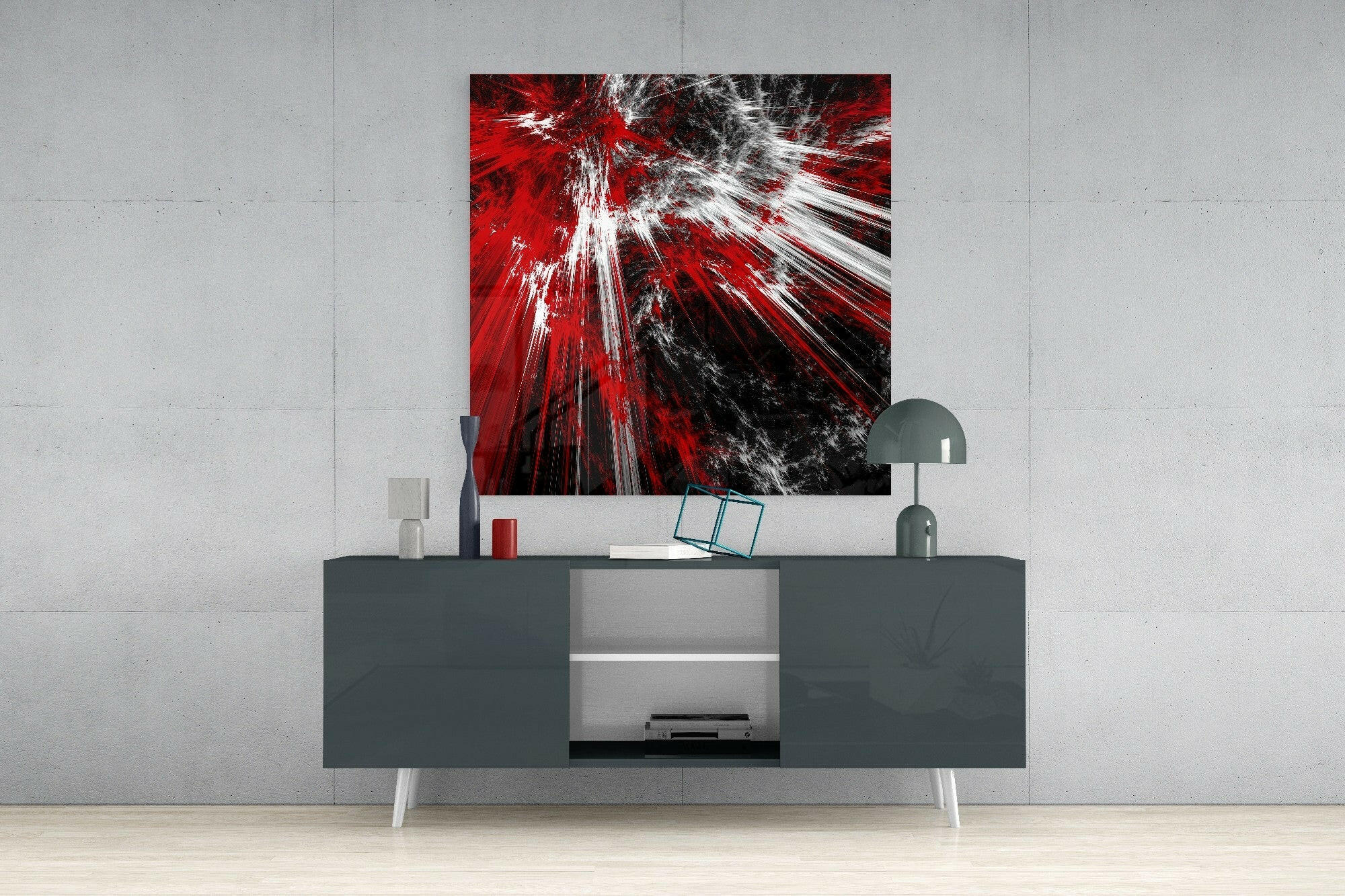 Red Explosion Glass Wall Art.