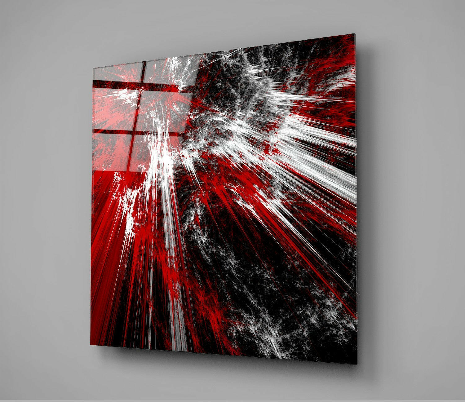 Red Explosion Glass Wall Art.