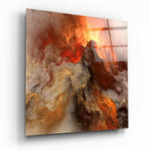 Golden Chaos Abstract Glass Wall Art.