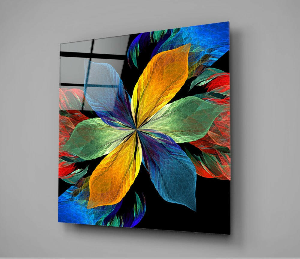Colorful Leaves Flower Glass Wall Art.