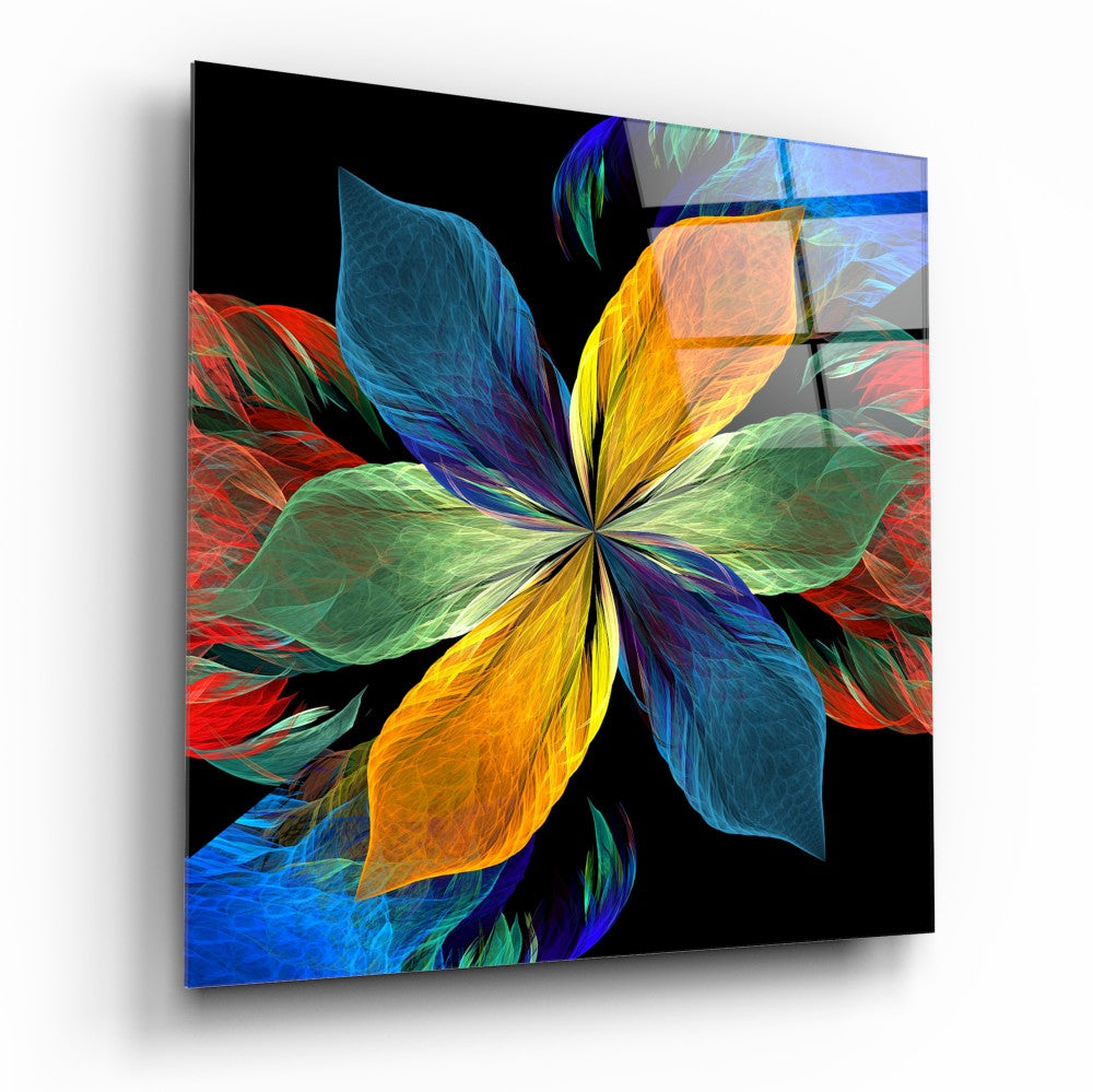 Colorful Leaves Flower Glass Wall Art | Insigne Art Design