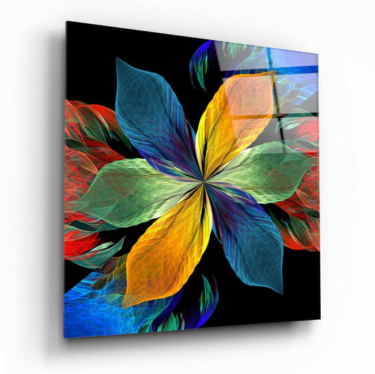 Colorful Leaves Flower Glass Wall Art.