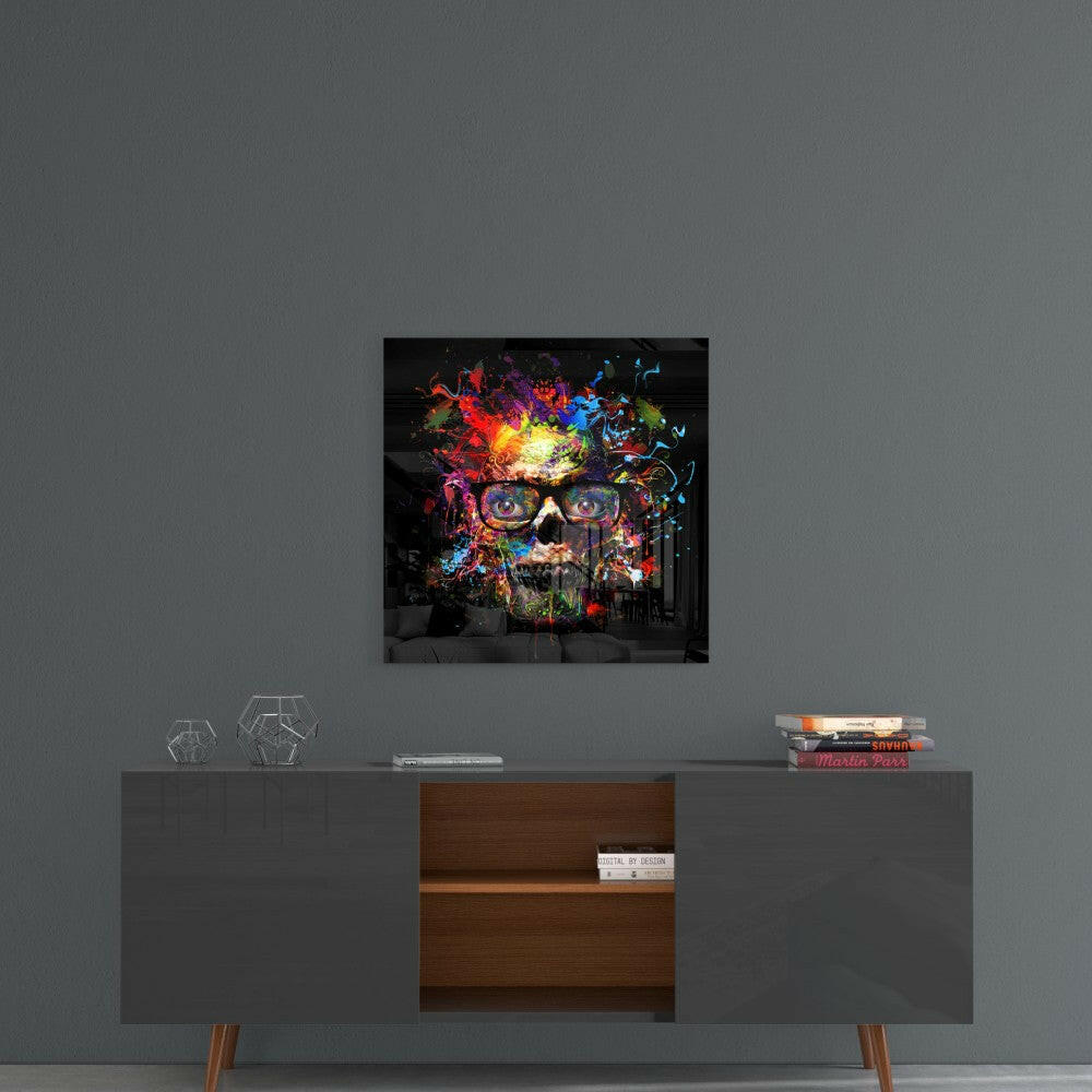 Colored Skull Glass Wall Art.