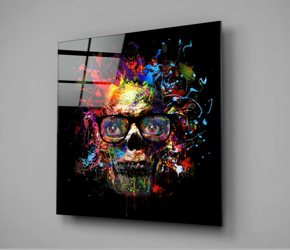 Colored Skull Glass Wall Art.