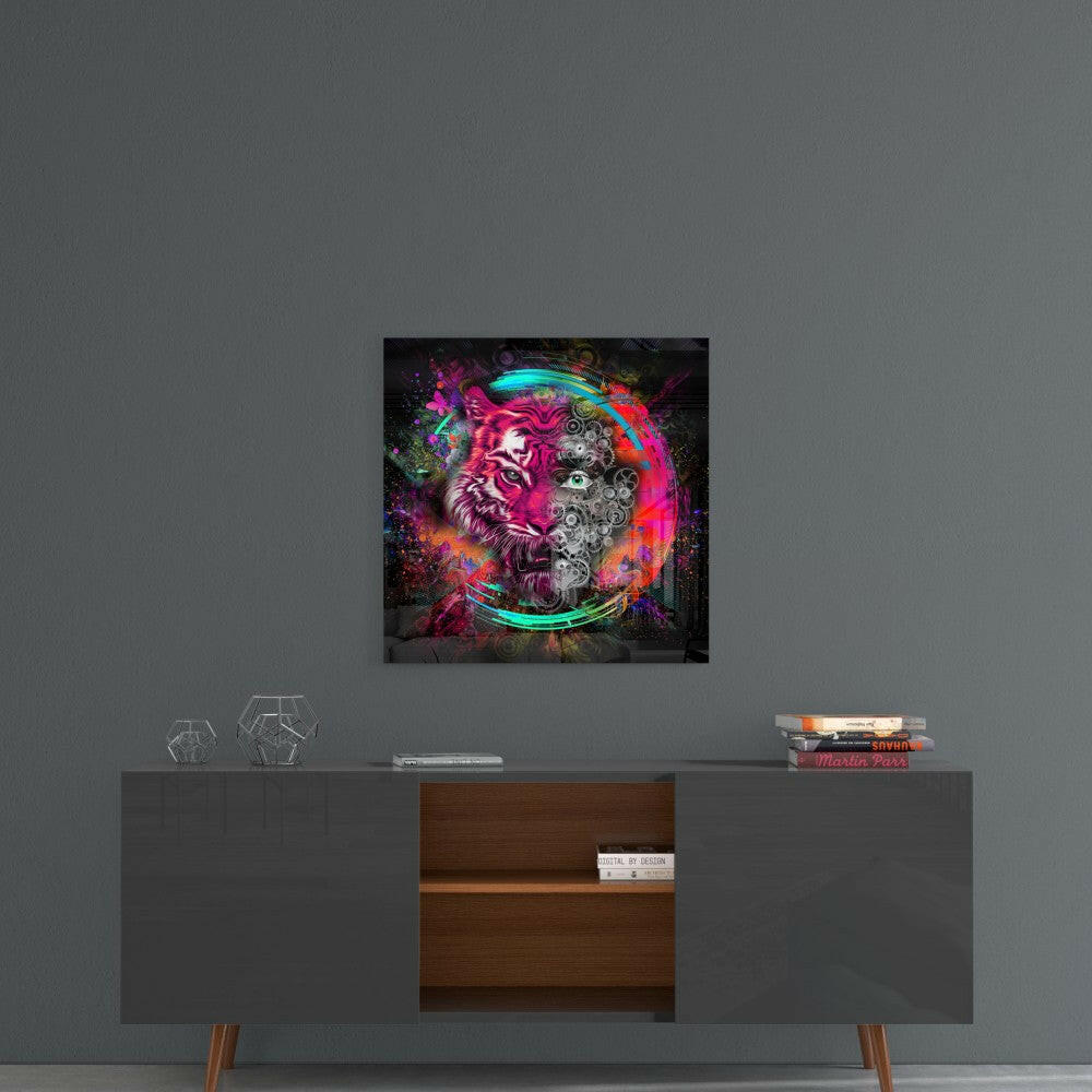 Machine Tiger Glass Wall Art.