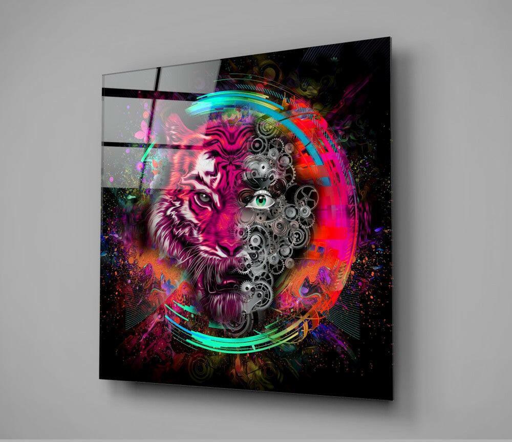 Machine Tiger Glass Wall Art.