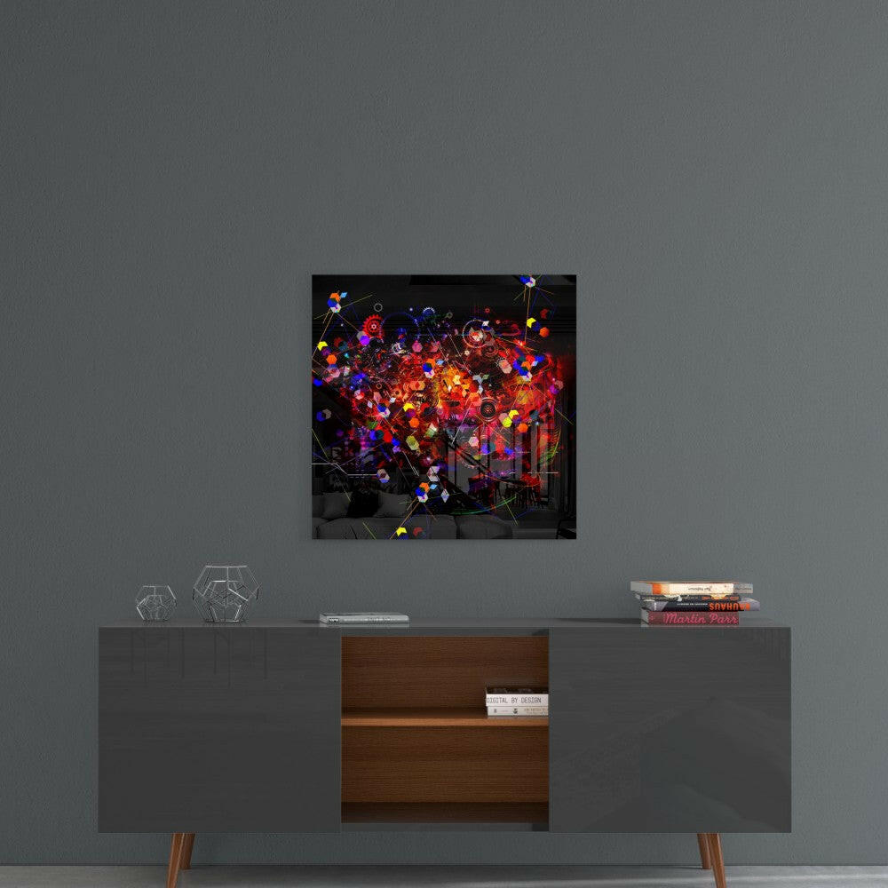 Mechanical Harmony Glass Wall Art.