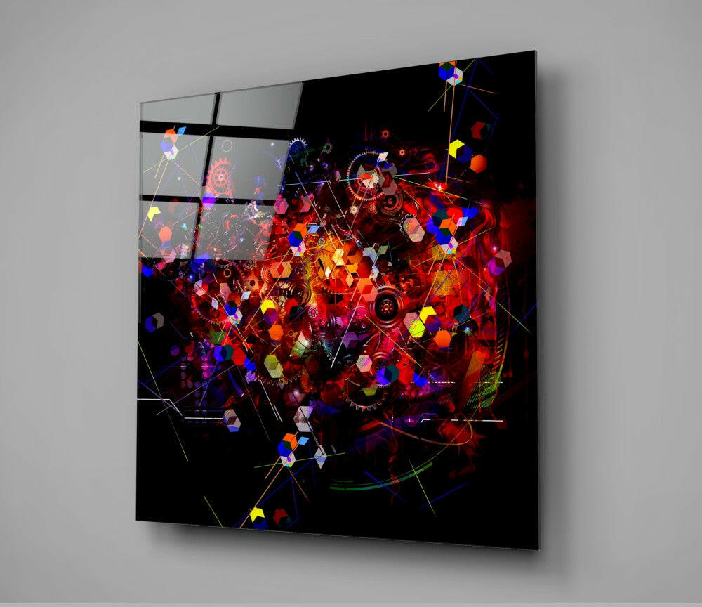 Mechanical Harmony Glass Wall Art.