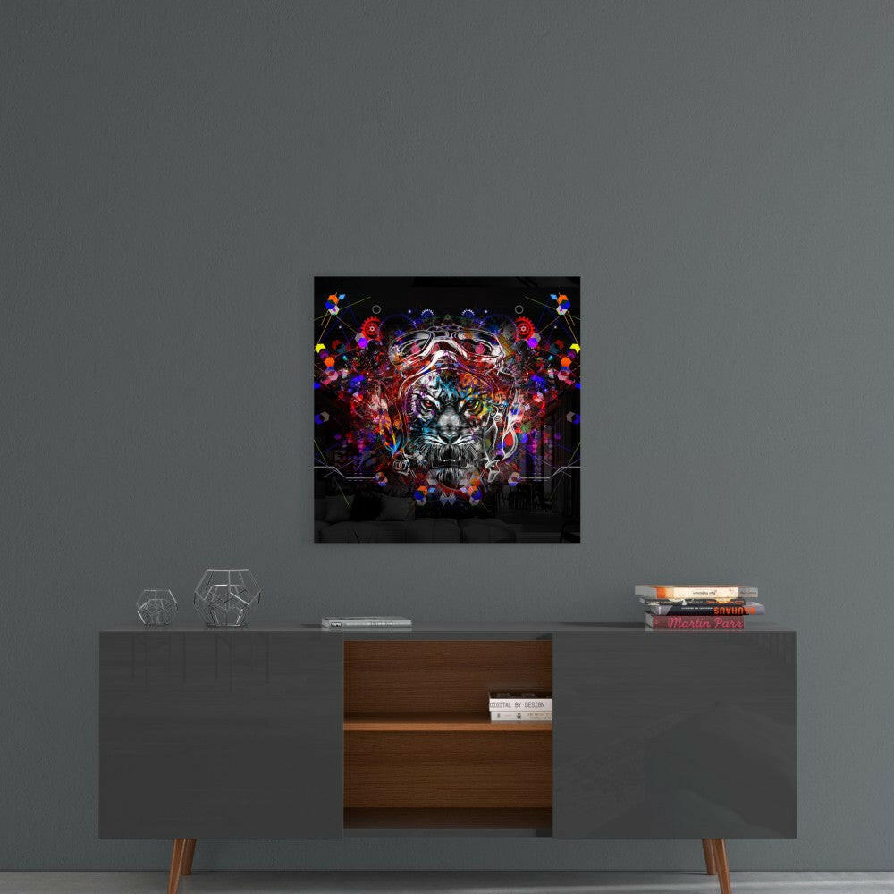 Mechanical Tiger Glass Wall Art.