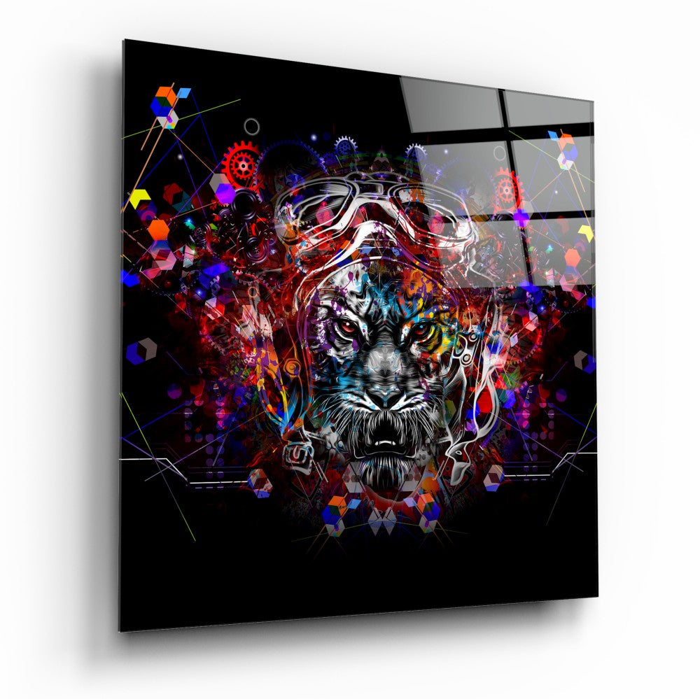 Mechanical Tiger Glass Wall Art | Insigne Art Design