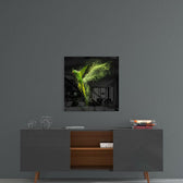 Green Parrot Glass Wall Art.