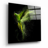 Green Parrot Glass Wall Art | Insigne Art Design