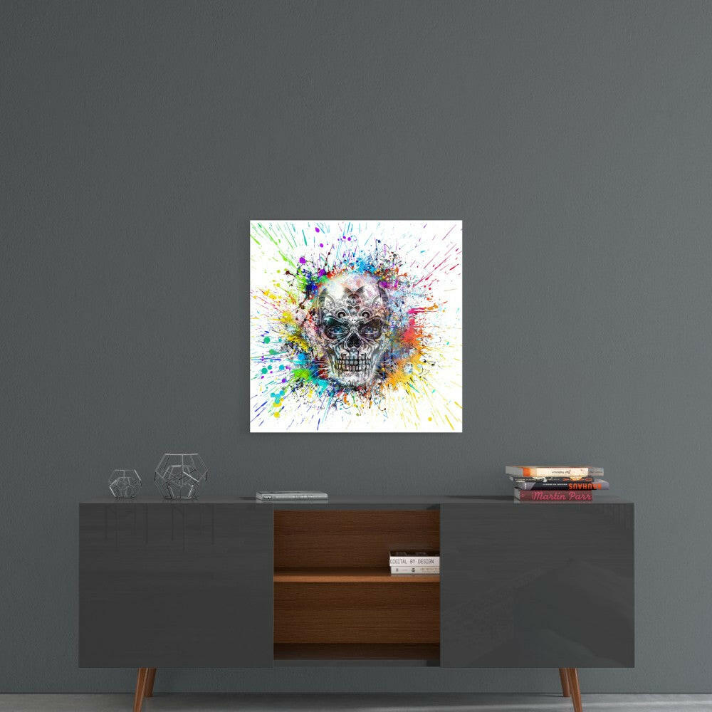 Mechanical Skull Glass Wall Art.