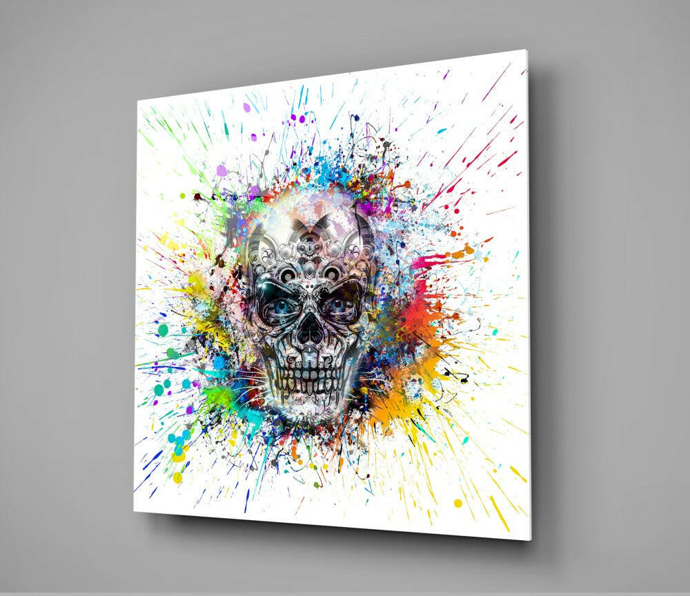 Mechanical Skull Glass Wall Art.