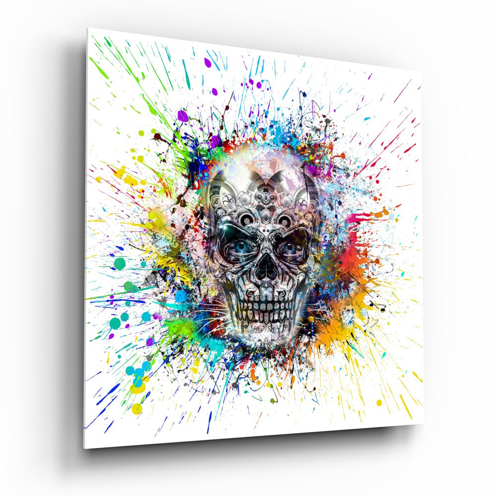 Mechanical Skull Glass Wall Art | Insigne Art Design
