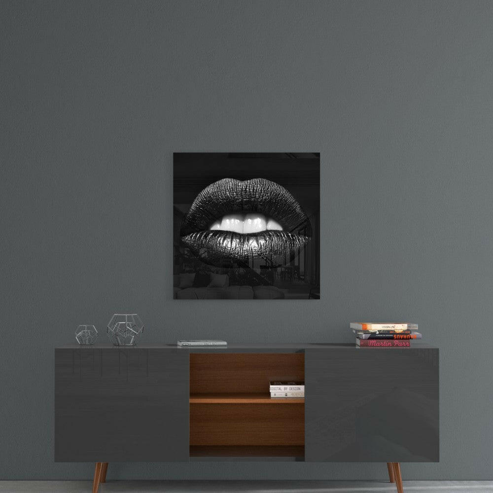 Black Lips Glass Wall Art.
