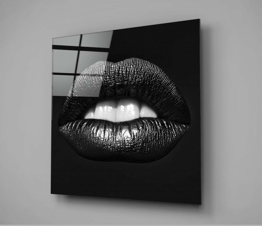 Black Lips Glass Wall Art.