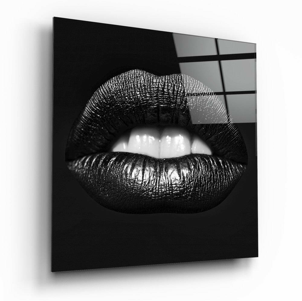 Black Lips Glass Wall Art.