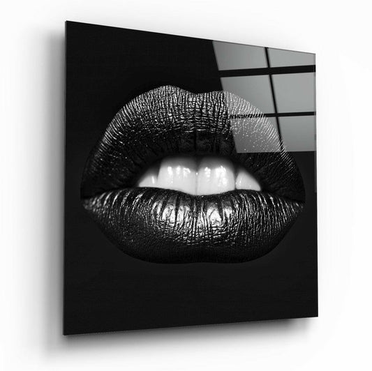 Black Lips Glass Wall Art.