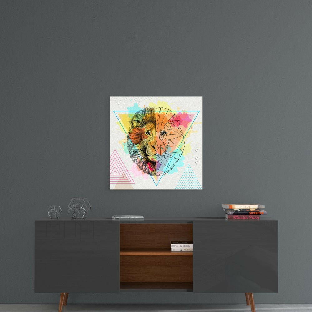 Fact and Fiction Lion Glass Wall Art.