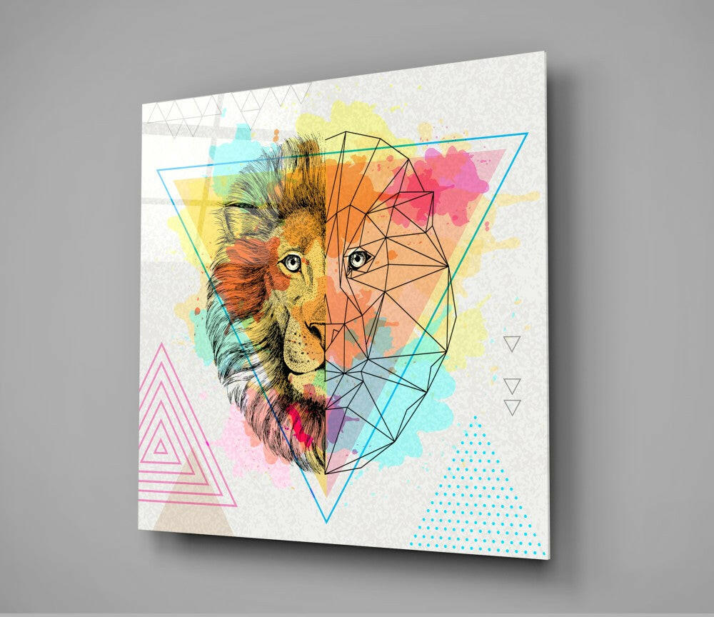 Fact and Fiction Lion Glass Wall Art.