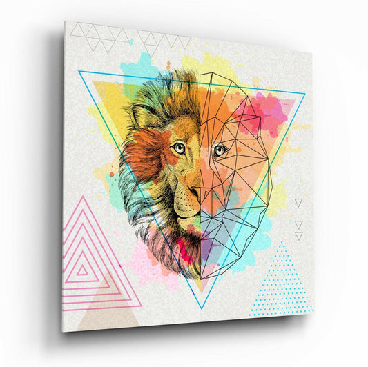 Fact and Fiction Lion Glass Wall Art.