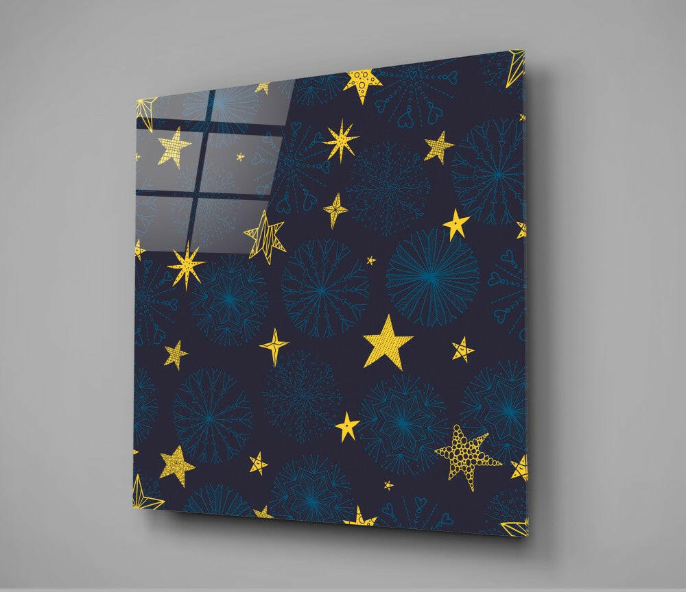 Snow and Stars Glass Wall Art.