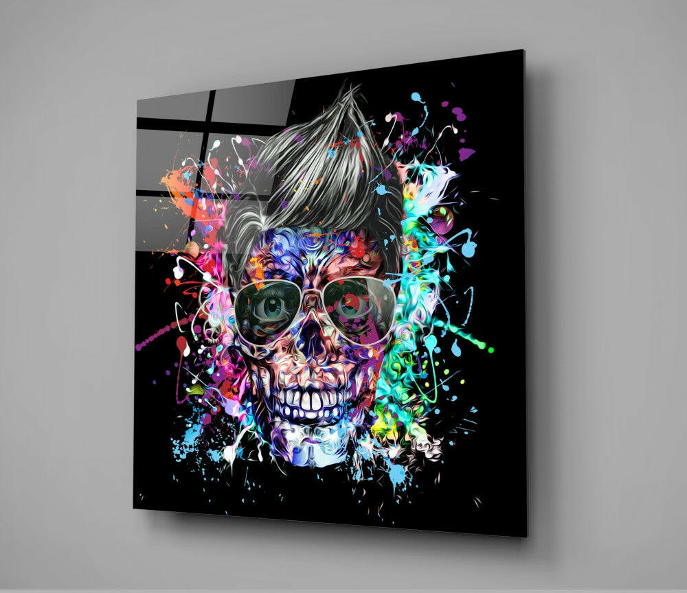 Colors and Skull Glass Wall Art.