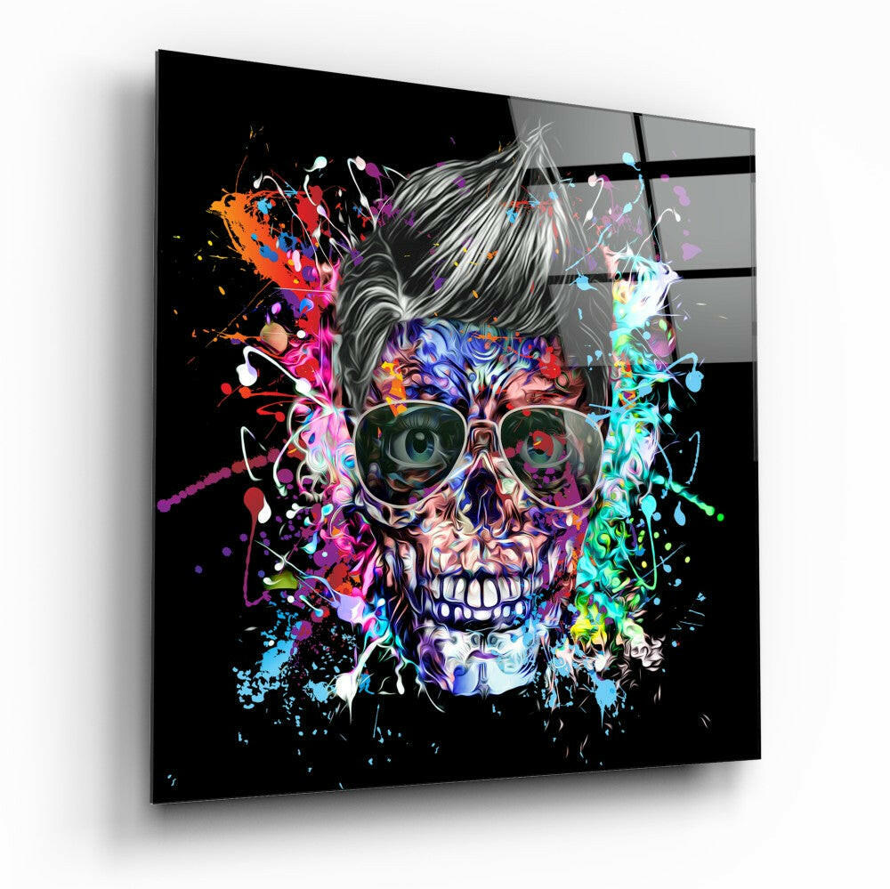 Colors and Skull Glass Wall Art.