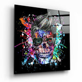 Colors and Skull Glass Wall Art.