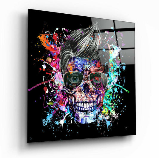 Colors and Skull Glass Wall Art.
