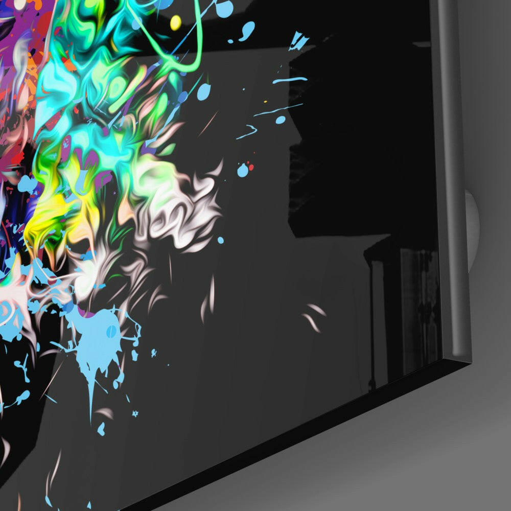 Colors and Skull Glass Wall Art.