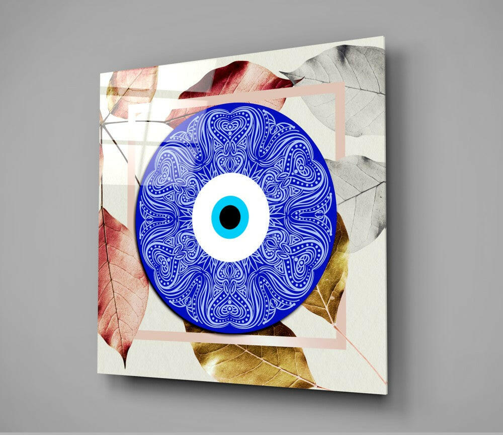 Blue Modern Evil Eye Bead Glass Wall Art.