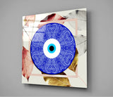 Blue Modern Evil Eye Bead Glass Wall Art | Insigne Art Design