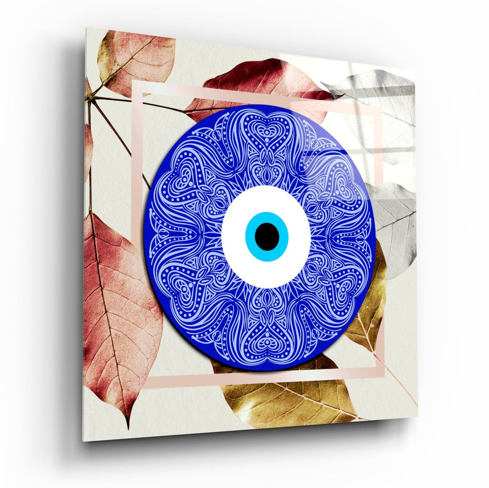 Blue Modern Evil Eye Bead Glass Wall Art | Insigne Art Design