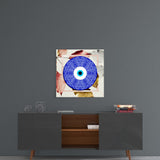 Blue Modern Evil Eye Bead Glass Wall Art | Insigne Art Design