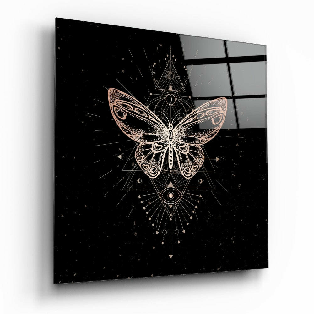 Da Vinci Style Butterfly Glass Wall Art.