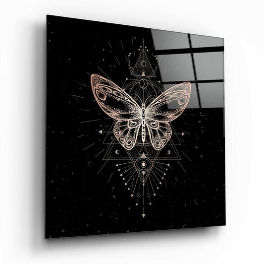 Da Vinci Style Butterfly Glass Wall Art.
