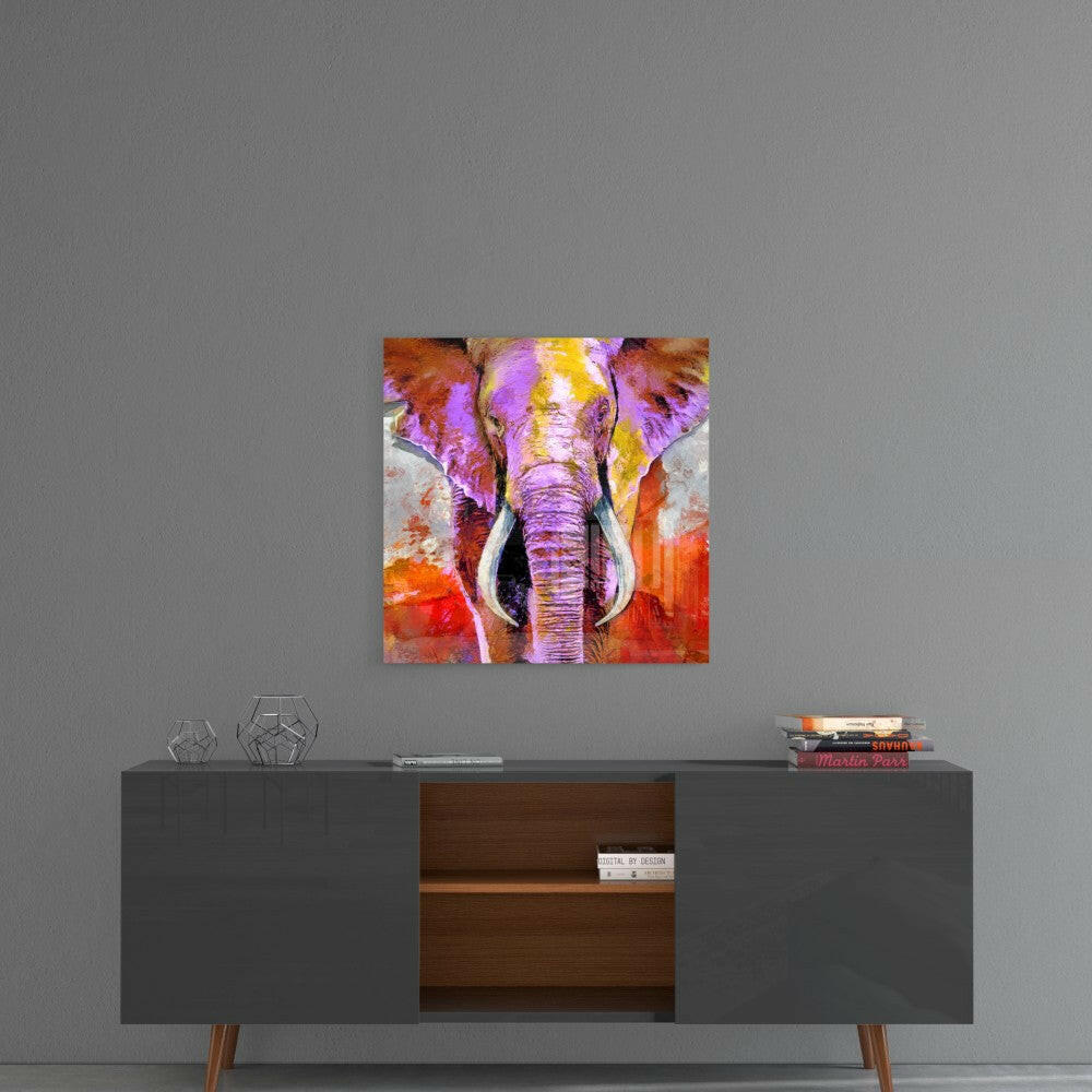 Colorful Elephant Glass Wall Art.