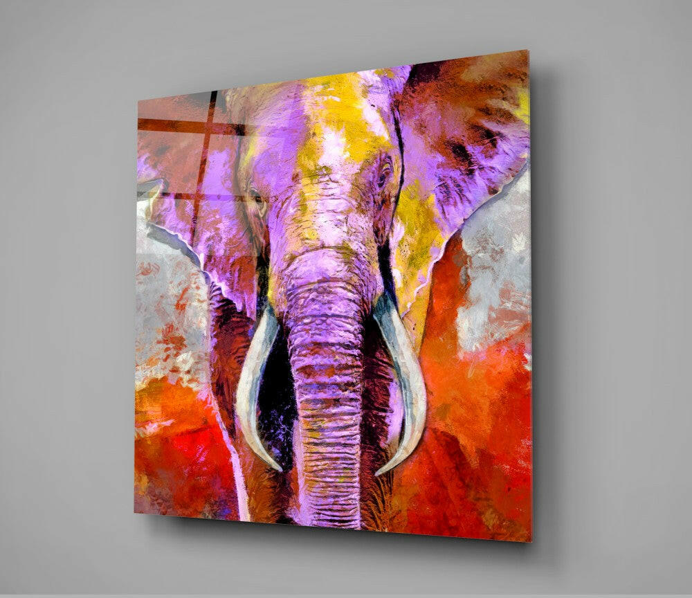 Colorful Elephant Glass Wall Art.