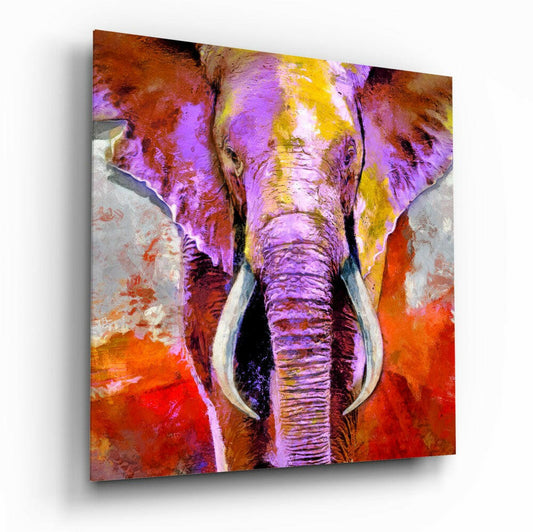 Colorful Elephant Glass Wall Art.