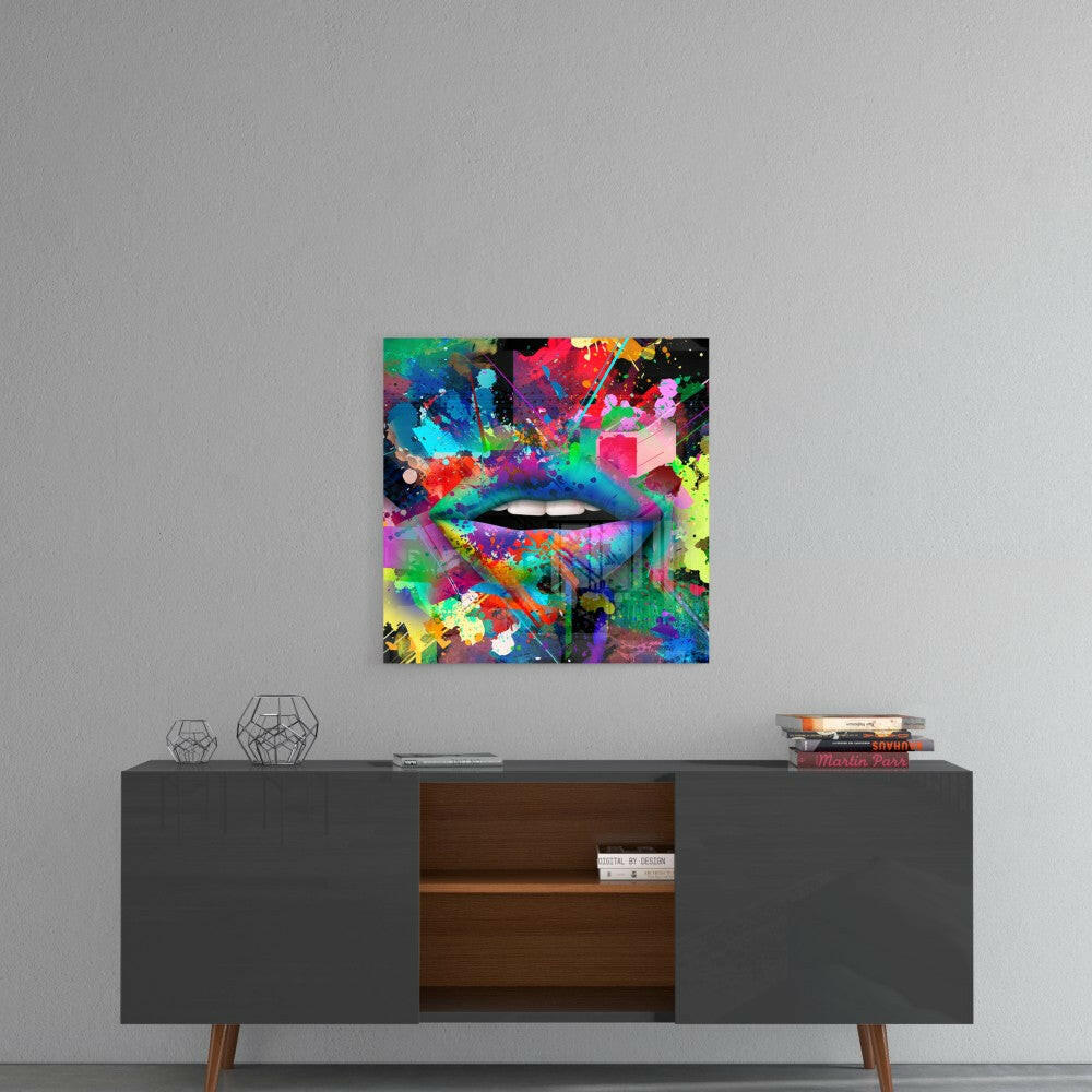 Colored Lips Glass Wall Art.